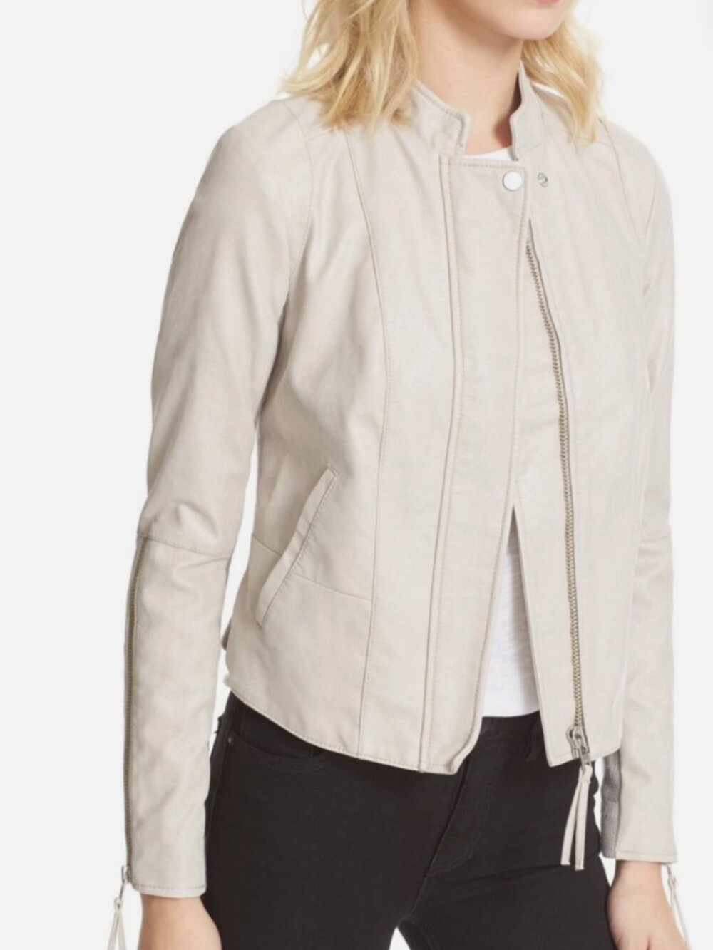We The Free (Free People) Cream Moto Jacket, M